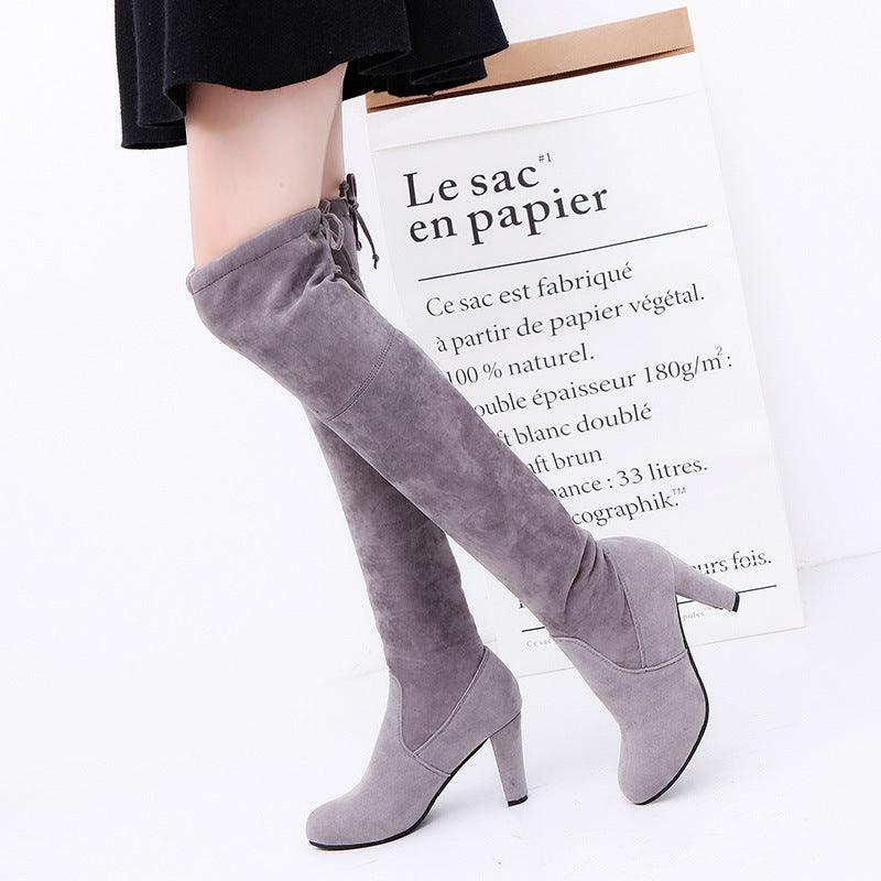 Ladies Black Knee High High Heel Long Boots