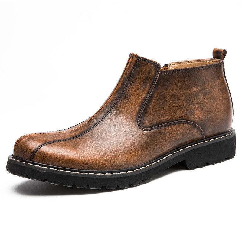 Stylish Leather Martin Retro Round Boots-Mens