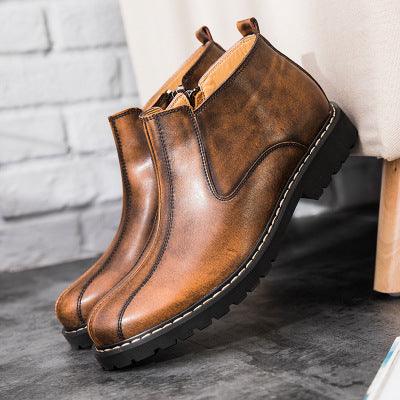 Stylish Leather Martin Retro Round Boots-Mens