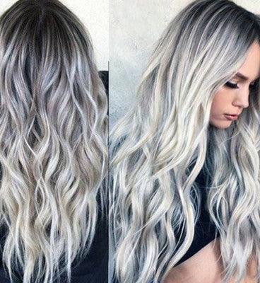 Head Co0verings Long Curly Ombre Grey Wigs