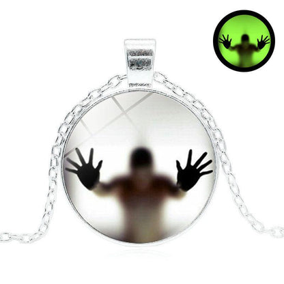 Round Luminous Necklace Halloween Personality Clavicle Pendant Vintage Sweater Chain Fashion Jewelry Accessories