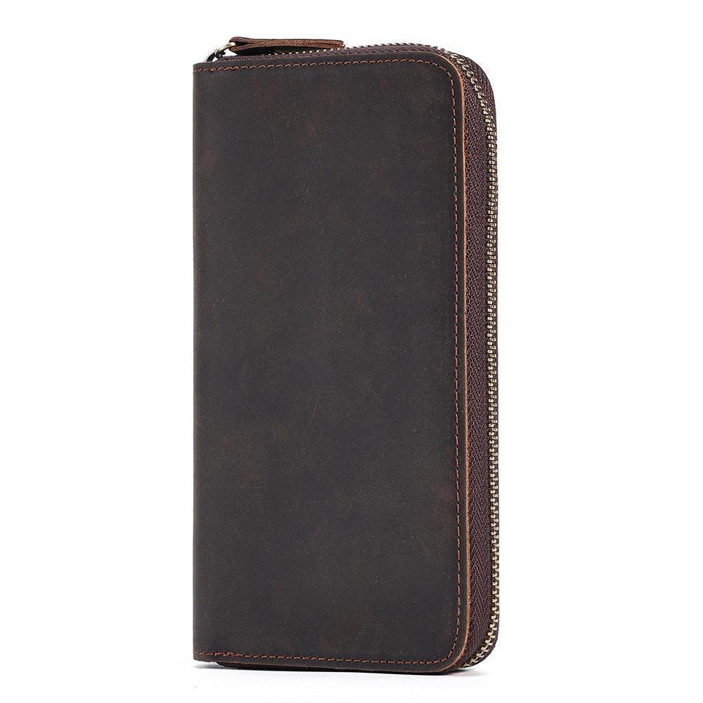 Wallets Genuine Leather Long Style Wallets With Zip - Mens