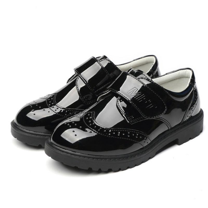 Boys Leather Black British Style Shoes