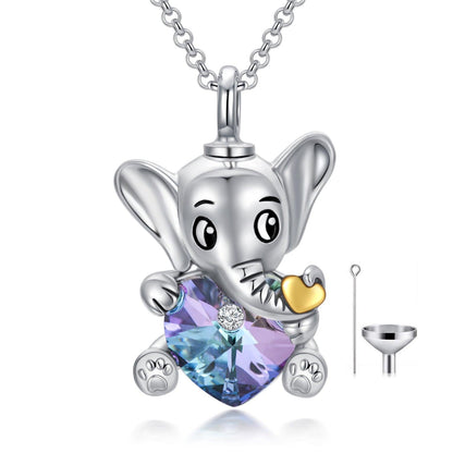 Urn Crystal Necklaces Elephant Heart Cremation Memorial Keepsake Necklace Jewellery