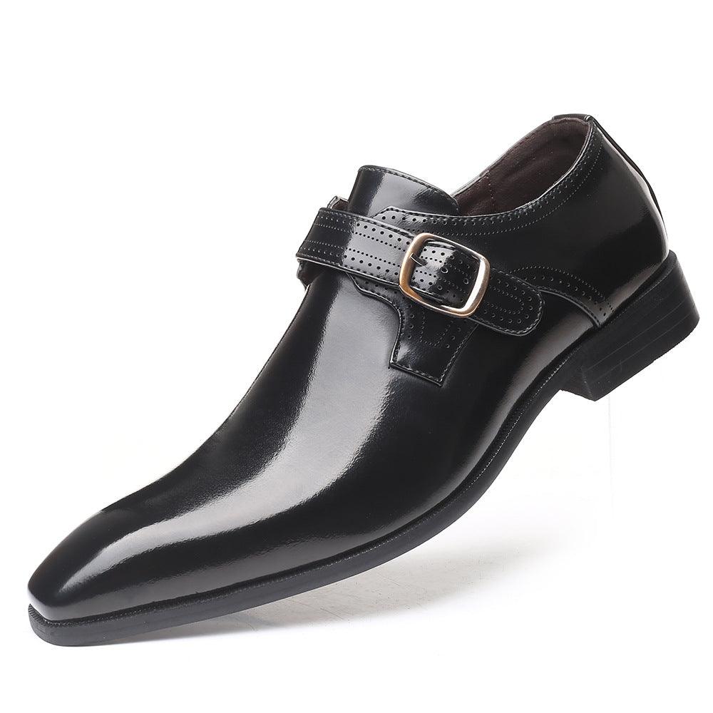 Mens Stylish Pointed Toe Buckle Leather shoes