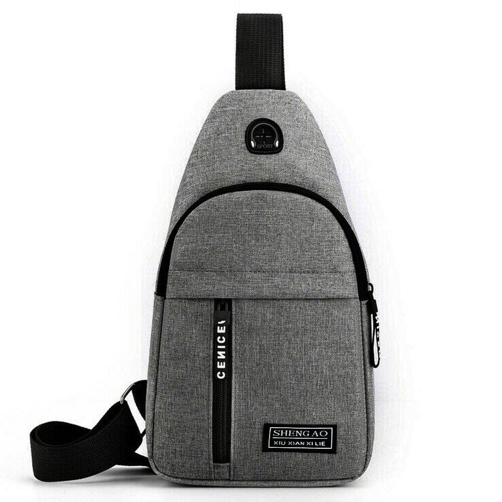 Mens Sling Bag Cross Body Handbag Chest Bag Shoulder Pack Sports Travel Backpack Grey