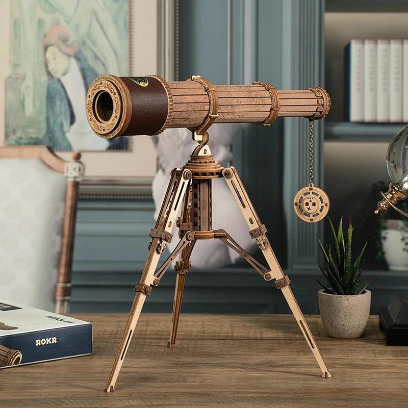 Children's Toys Monocular Telescope 3D Wooden Puzzle Game Assembly