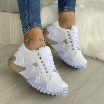 Women's Trendy Zig Zag Sole Lace-up Sports Trainers