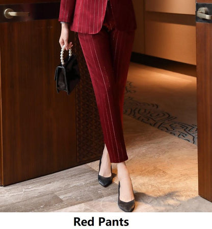 Acetate Satin Suit Professional Pants Suit -Women's