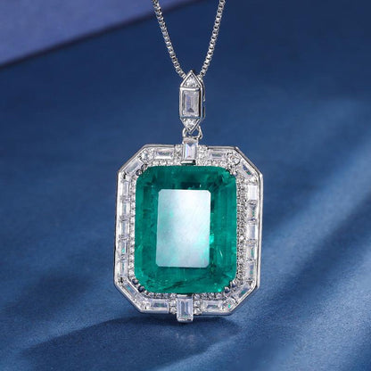 Adorable Stunning Sapphire Diamond Square Pendant Necklace