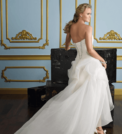 Stunning Elegant Tube Bodice With Short Front & Long Back Tiered Skirt Wedding-Night Dress