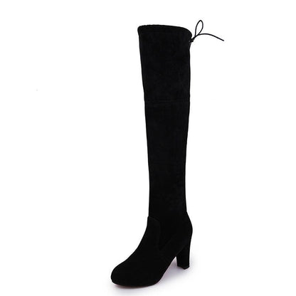 Ladies Black Knee High High Heel Long Boots