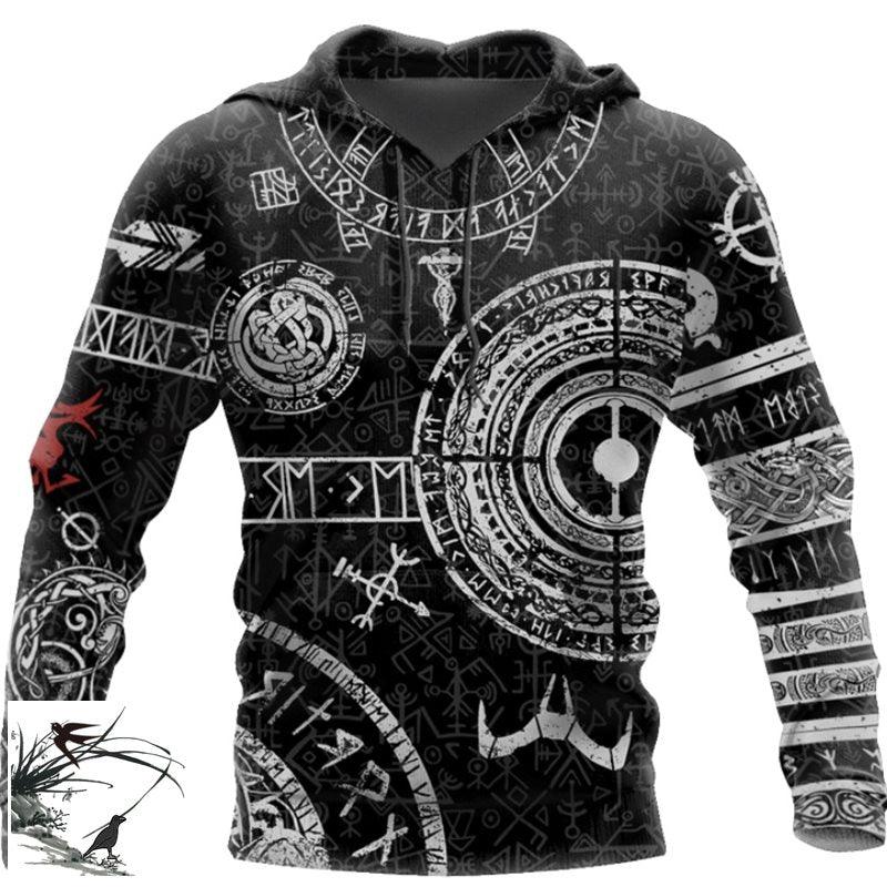 Mens Viking Odin Tattoo D Printed Hoodies