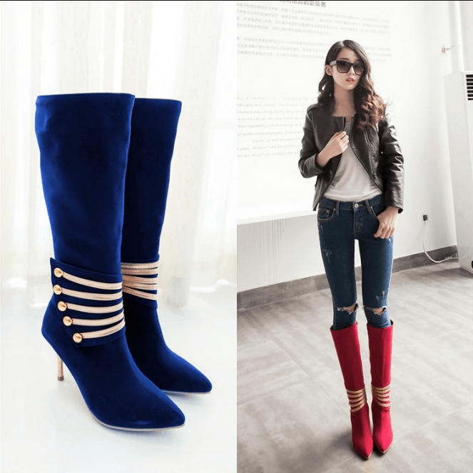 Ladies Stylish Martin Boots Thin High Heel Side Zipper