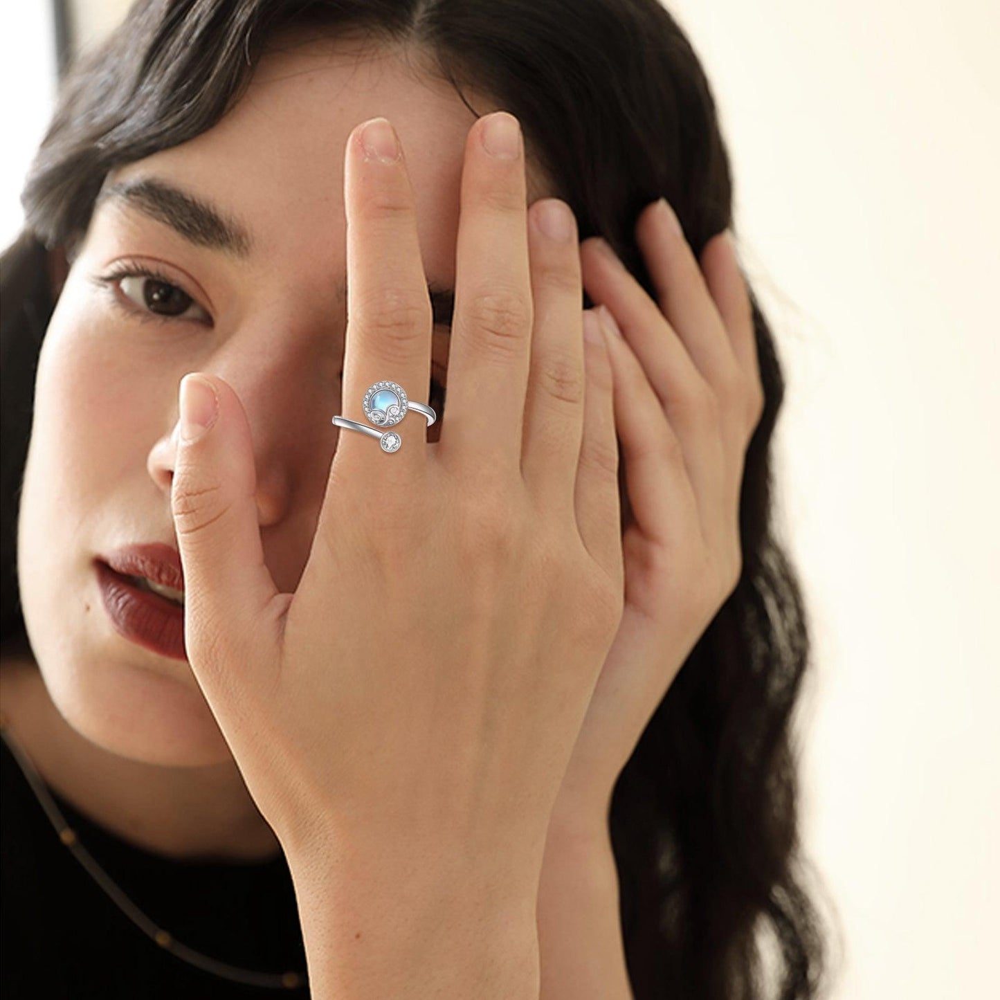 Moonstone Spinner Adjustable rotatable rings. Helps with Anxiety