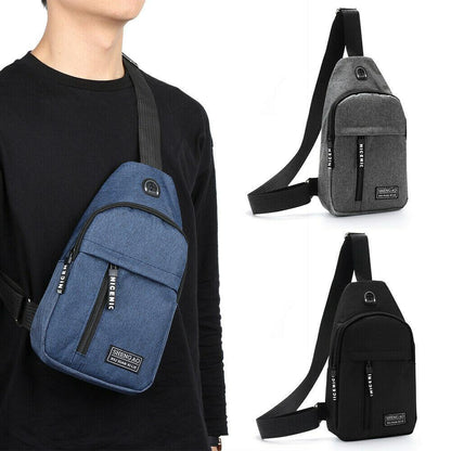 Mens Sling Bag Cross Body Handbag Chest Bag Shoulder Pack Sports Travel Backpack Grey