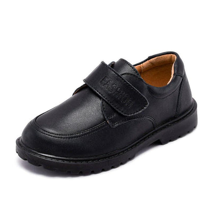 Boys Black Leather Shoes- Velcro