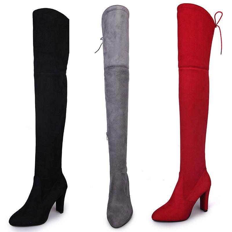 Ladies Black Knee High High Heel Long Boots