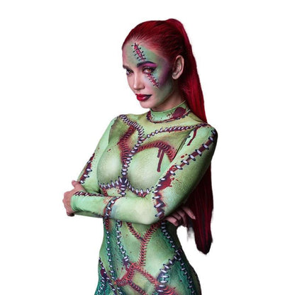 Halloween Costume: Women's 3D-Printed Jumpsuit with Makeup