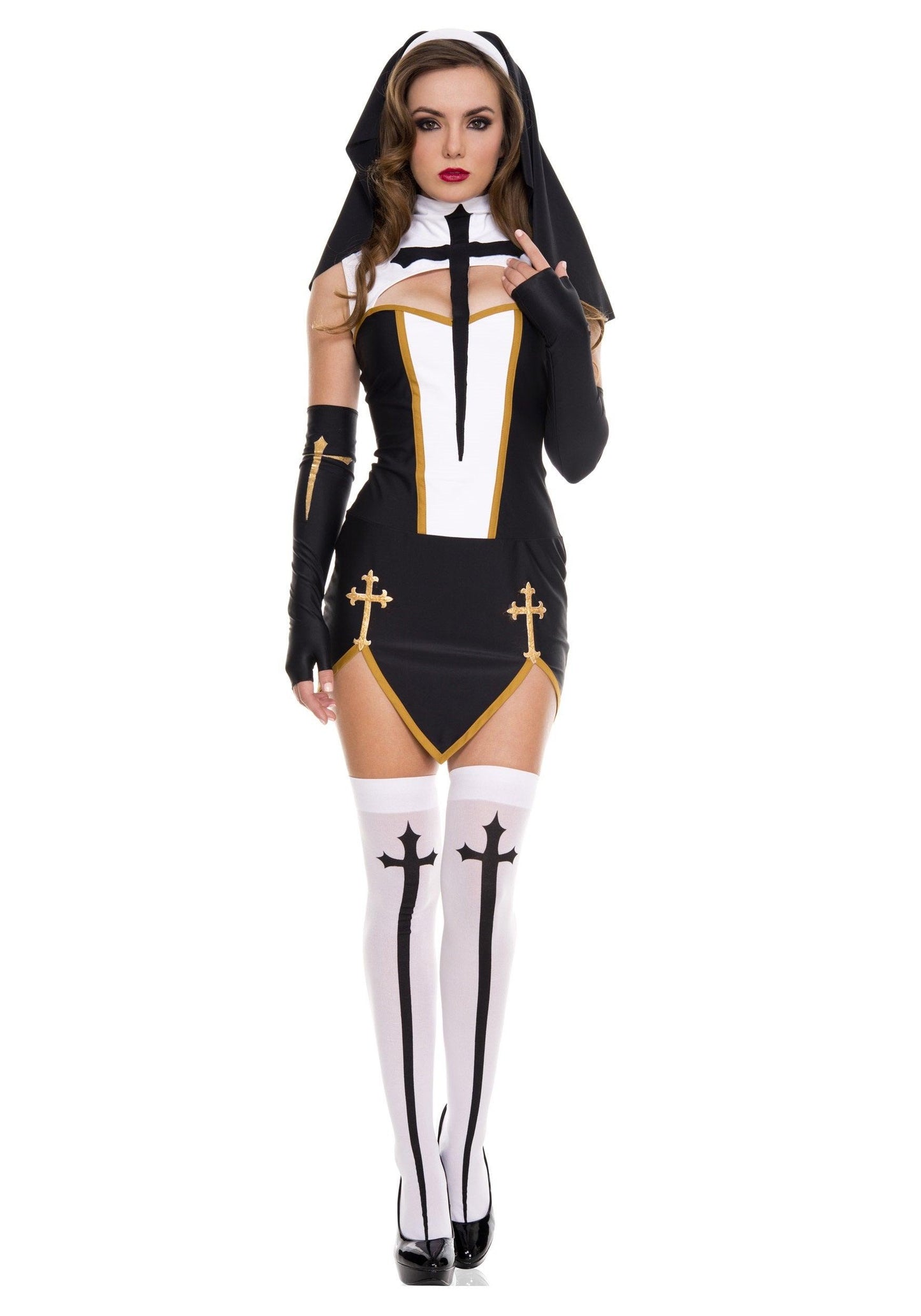 Religious Sister Fancy Dress Sexy Bad Habit Nun Costume- Adult