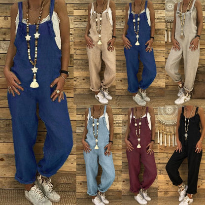 Ladies Loose suspender jumpsuit plus size overalls