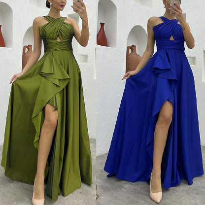 Women's Sleeveless Solid Colour Irregular Long Dress