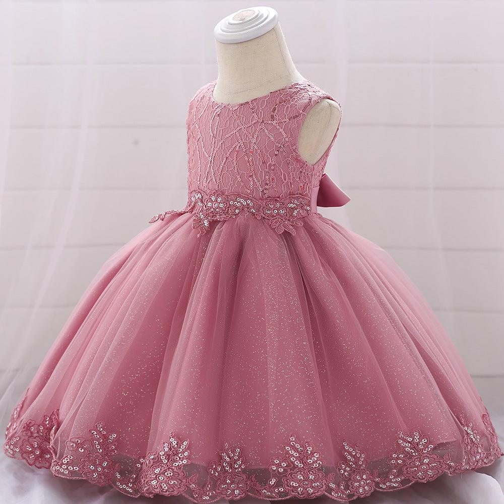 Baby-Girls Stunning Ariel Style Glitzy With Flower Detail Princess Dress