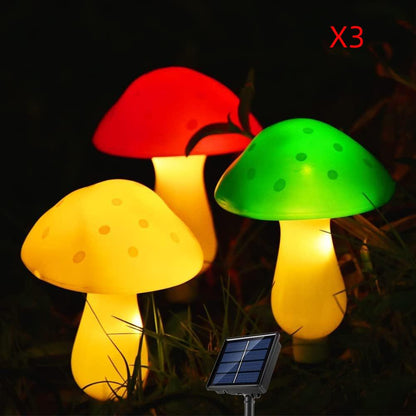 Solar-Powered Plastic Mushroom Night Light for Outdoor Spaces such as Courtyards, Gardens, Balconies, and Lawns - Waterproof Landscape Ornament with Colourful Illumination