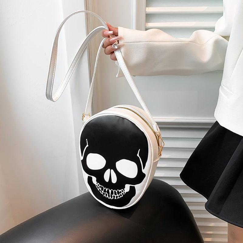 Halloween Skull Shoulder Bag: A Quirky Messenger Bag for Kids and Couples, Perfect for Outdoor Activities and Carrying Small Phones for Women.