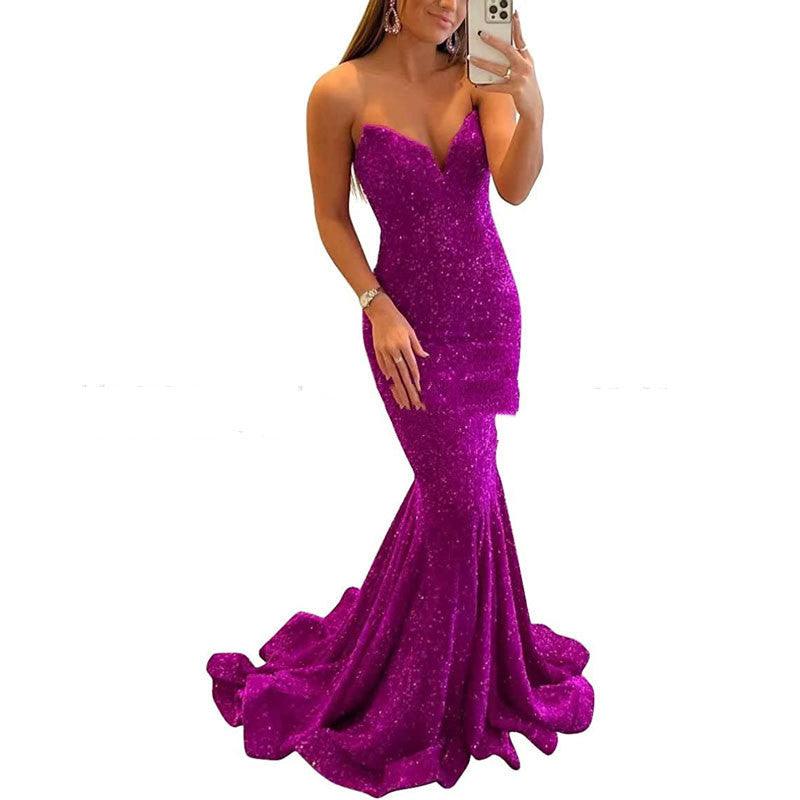 Ladies Sequin Formal Sexy Long  Evening Dresses-Prom Party Gowns