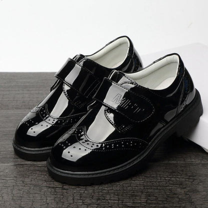 Boys Leather Black British Style Shoes