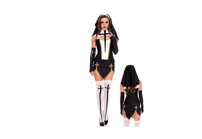 Religious Sister Fancy Dress Sexy Bad Habit Nun Costume- Adult