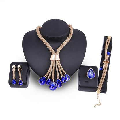 Beautiful Necklace Earrings Jewellery Set Four-piece-Gilded