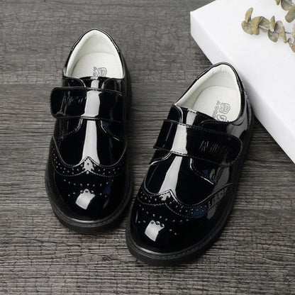 Boys Leather Black British Style Shoes