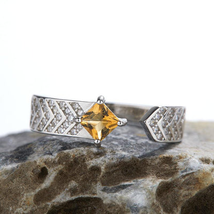 Sterling Silver Natural Citrine Gemstone Ring