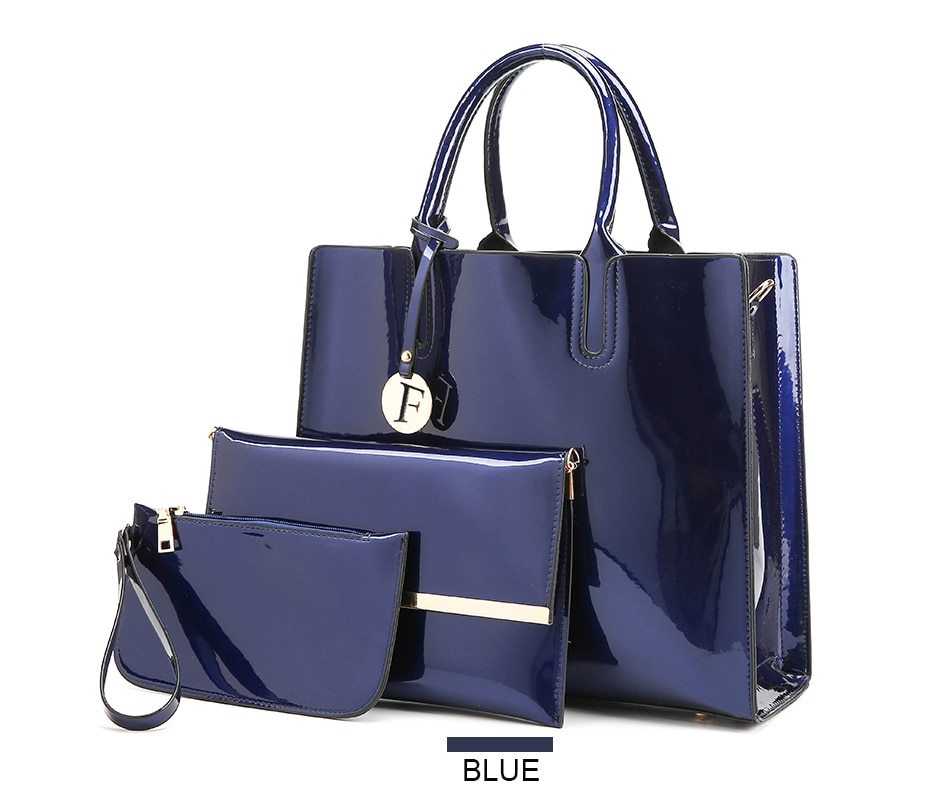 Patent Leather Handbags 3 Sets