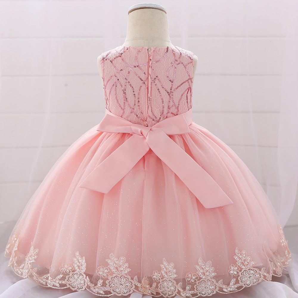 Baby-Girls Stunning Ariel Style Glitzy With Flower Detail Princess Dress