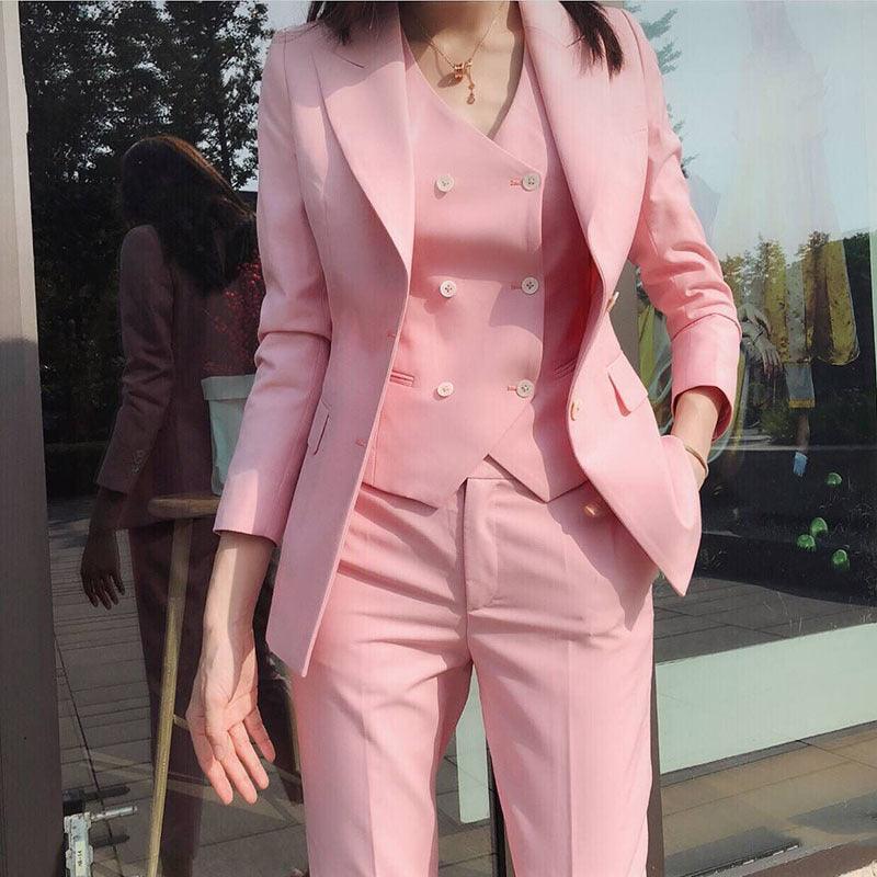 Ladies Elegant 3 Pc - Pink Temperament Suit