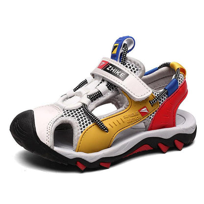 Black Boys Baotou Colour Block Soft Sole Beach Sandals Shoes