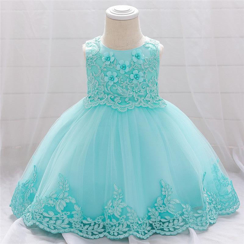 Girls Beautiful Embroidered Lace Princess Dress