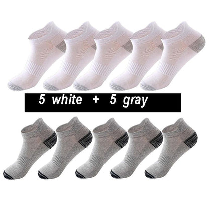 Men's Socks Cotton Socks Breathable Waist Mesh Boat x 10