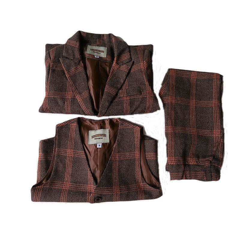 Boys Stylish Classic Check Trouser Set-3 Pc