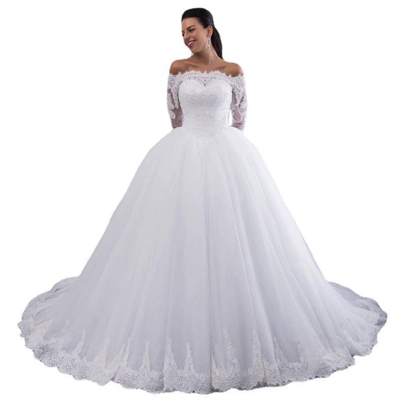 Stunning Princess Bridal Lace Large Tail Wedding Dress