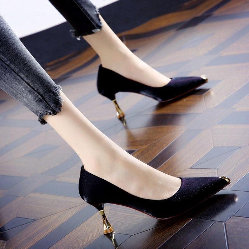 Ladies Elegant Pointed Satin High Heels Stiletto All-match Shoes