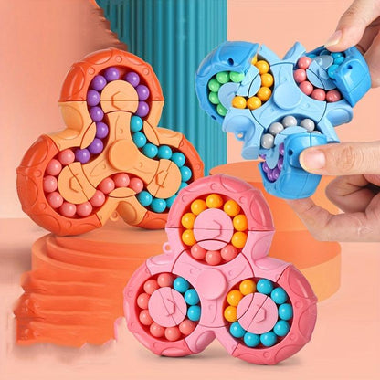 Fidget Spinner Toys 2-in-1 Magic Ball Brain Teaser STEM Game-Magic Bean Puzzle Toy Rotating Magic Bean Cube