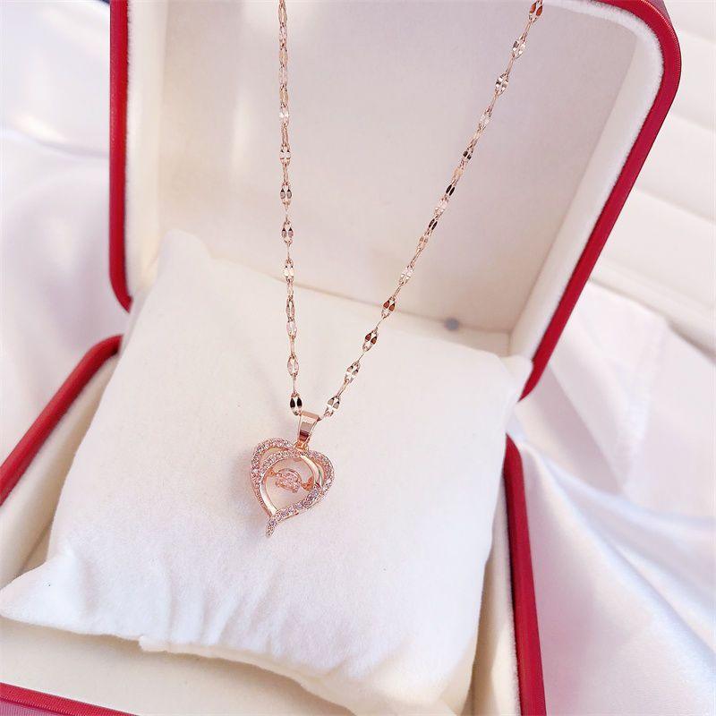 Simple Full Diamond Perfume Bottle Clavicle Chain Necklace