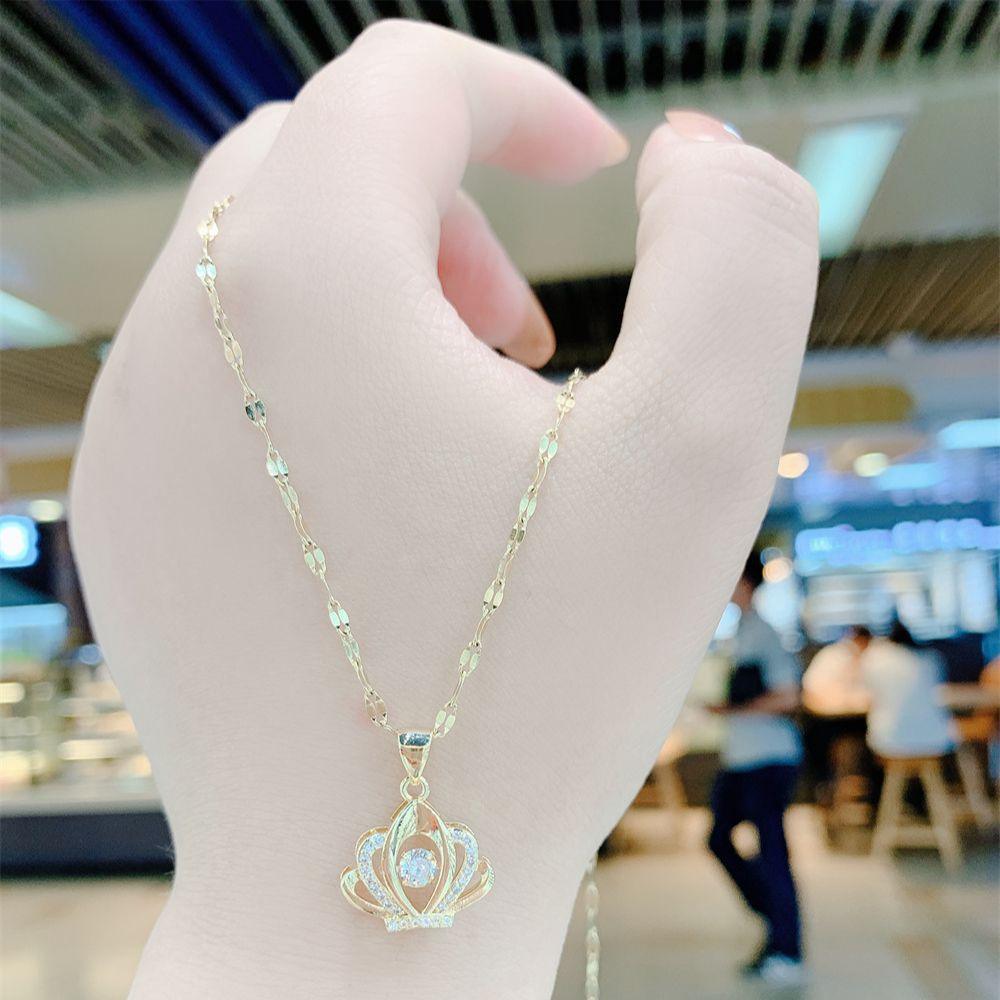 Simple Full Diamond Perfume Bottle Clavicle Chain Necklace