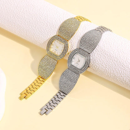 Quartz Watch Full Diamond Glamourous Steel Belt - Ladies