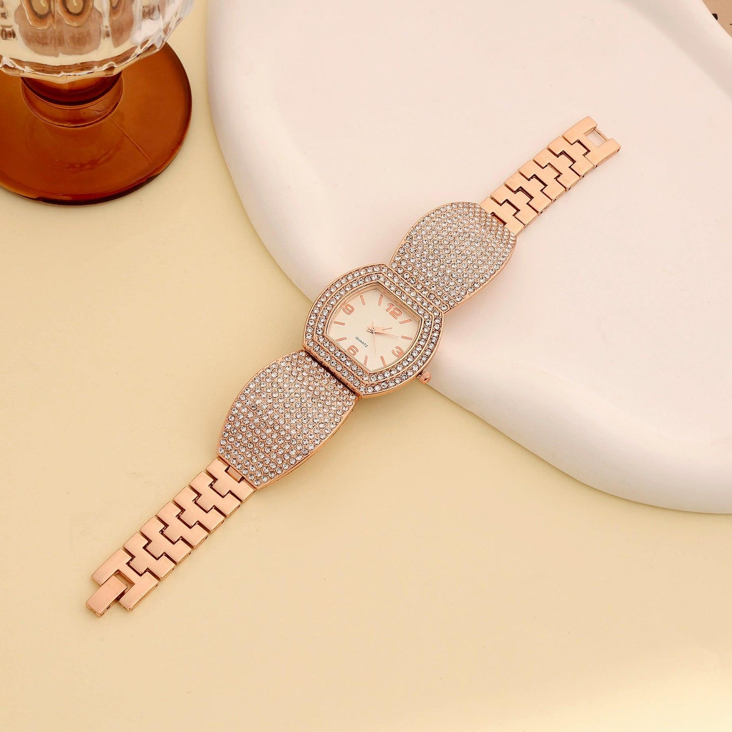 Quartz Watch Full Diamond Glamourous Steel Belt - Ladies