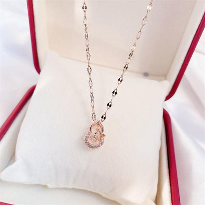 Simple Full Diamond Perfume Bottle Clavicle Chain Necklace